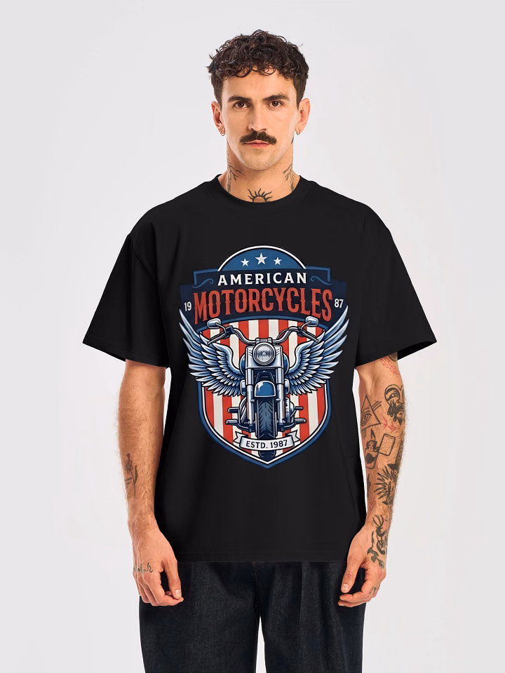American Motorcycles 1987 Eagle Wings Graphic T-Shirt | Vintage Biker Americana Tee